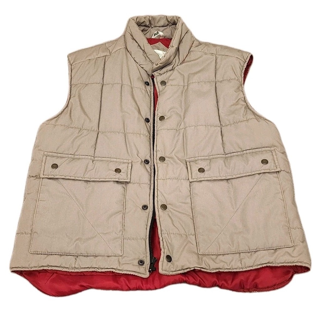 Northwest Territory Puffer Vest Men's Large 42/44 Gray Red Snap‎ Full Zip Heavy